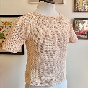 Vintage 50s/60s Cream Crochet Pineapple Lace Cottagecore Blouse